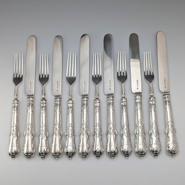 1866年 英国アンティーク 総純銀製 フルーツカトラリー6ペア 計555g Chawner&Co